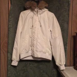 White, Arizona fur collared winter coat